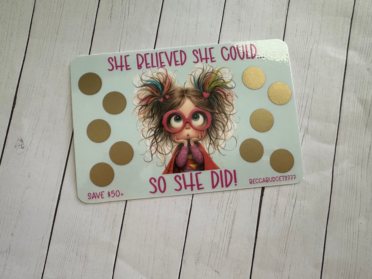 SO SHE DID scratch off savings challenge