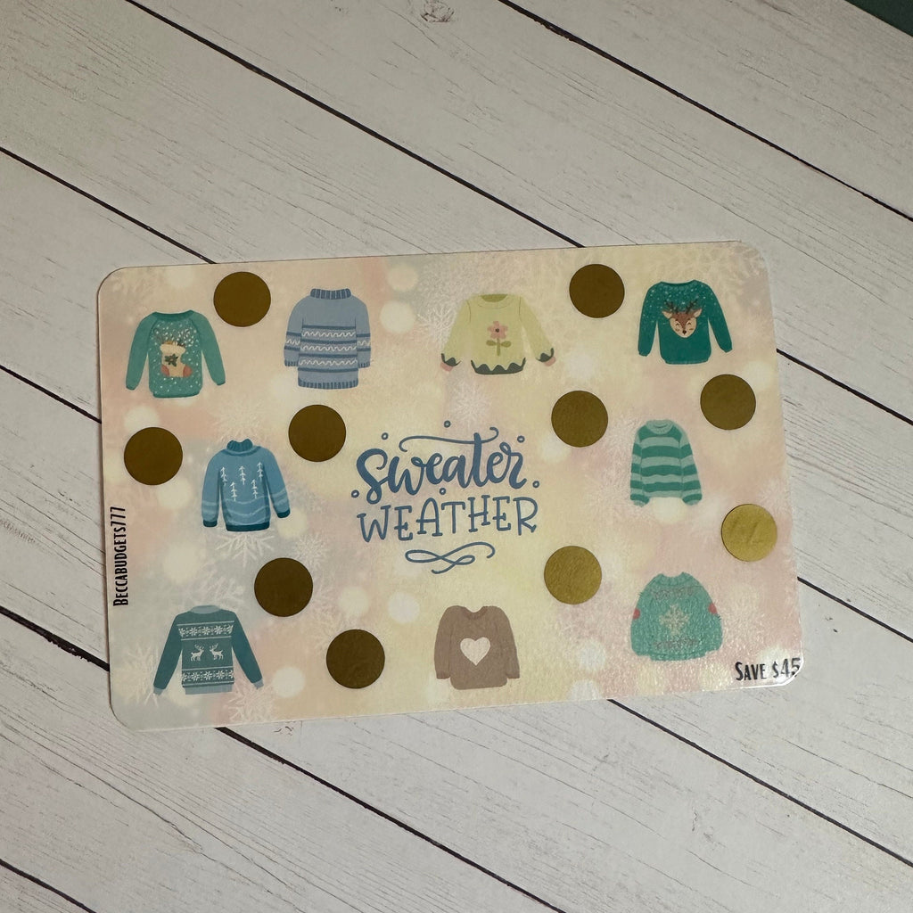 SWEATER WEATHER scratch off savings challenge