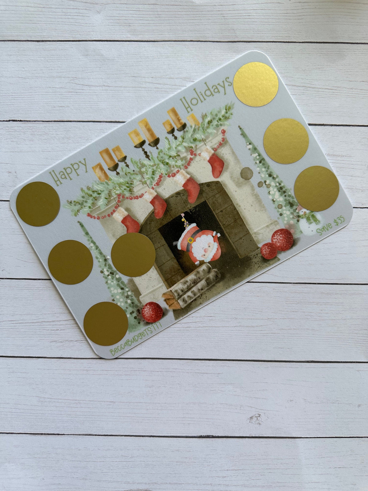SANTA UPSIDE DOWN scratch off savings challenge