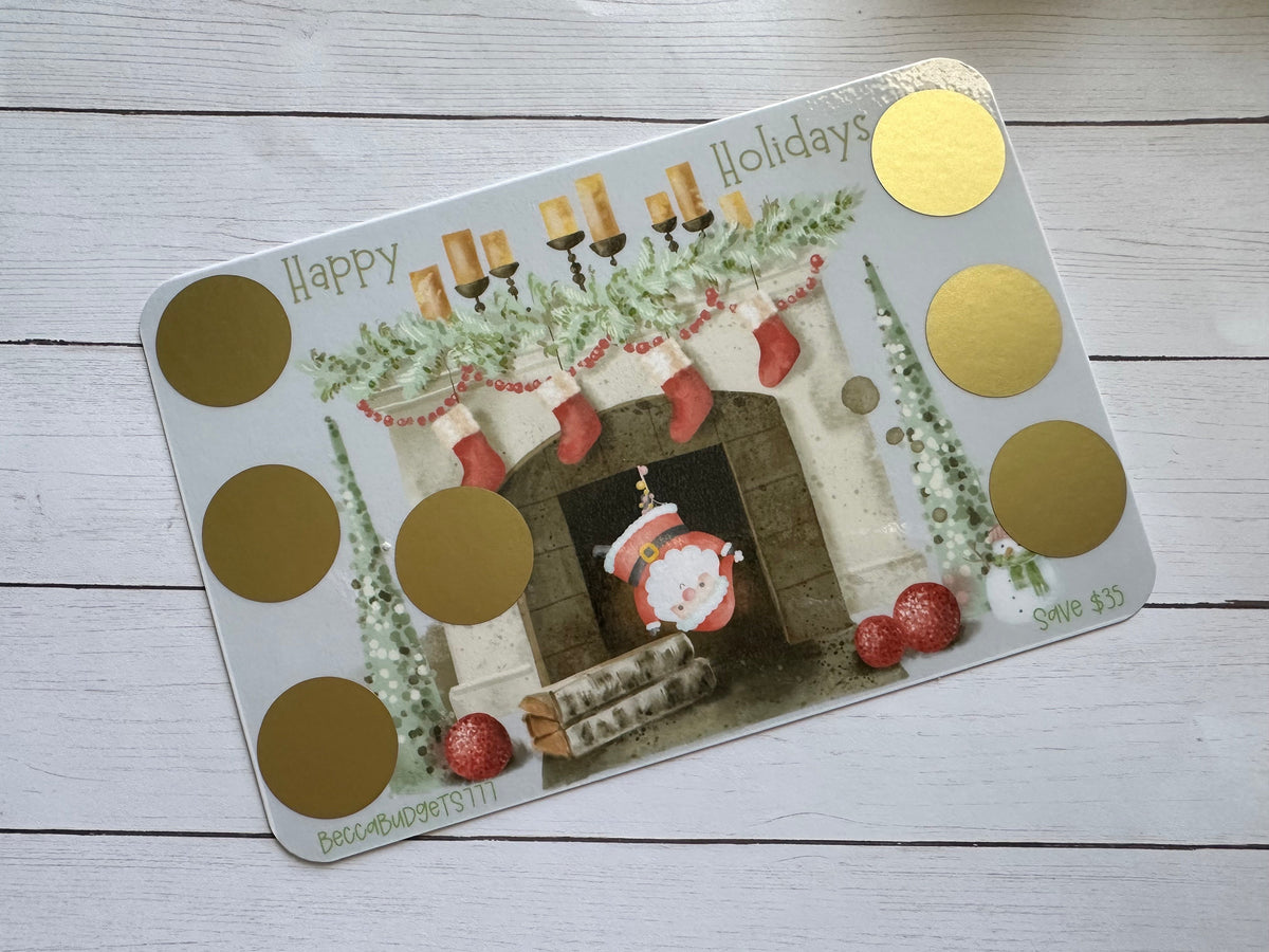 SANTA UPSIDE DOWN scratch off savings challenge