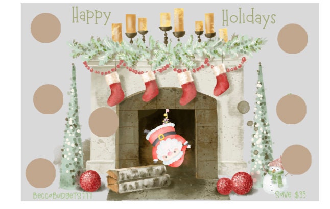 SANTA UPSIDE DOWN scratch off savings challenge