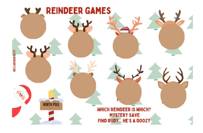 REINDEER GAMES scratch off savings challenge
