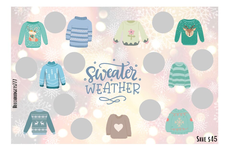 SWEATER WEATHER scratch off savings challenge