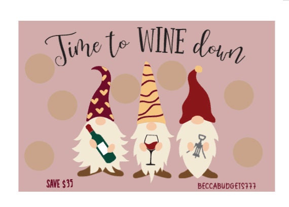 GNOMES WINE DOWN scratch off savings challenge