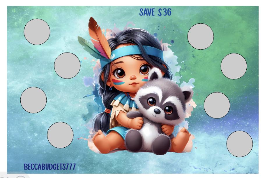 BABY POCAHONTAS scratch off savings challenge