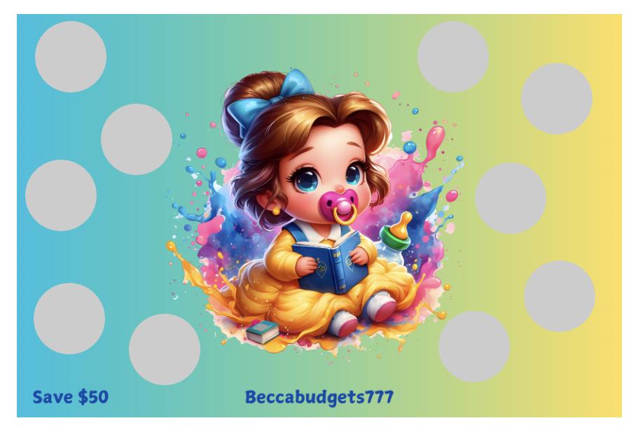 BABY BELLE scratch off savings challenge