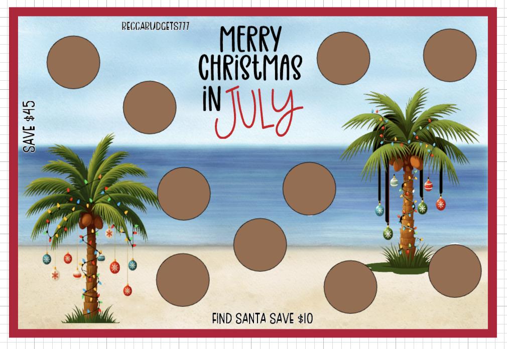 MERRY CHRISTMAS in JULY scratch off savings challenge