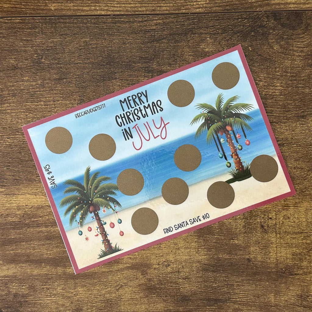 MERRY CHRISTMAS in JULY scratch off savings challenge