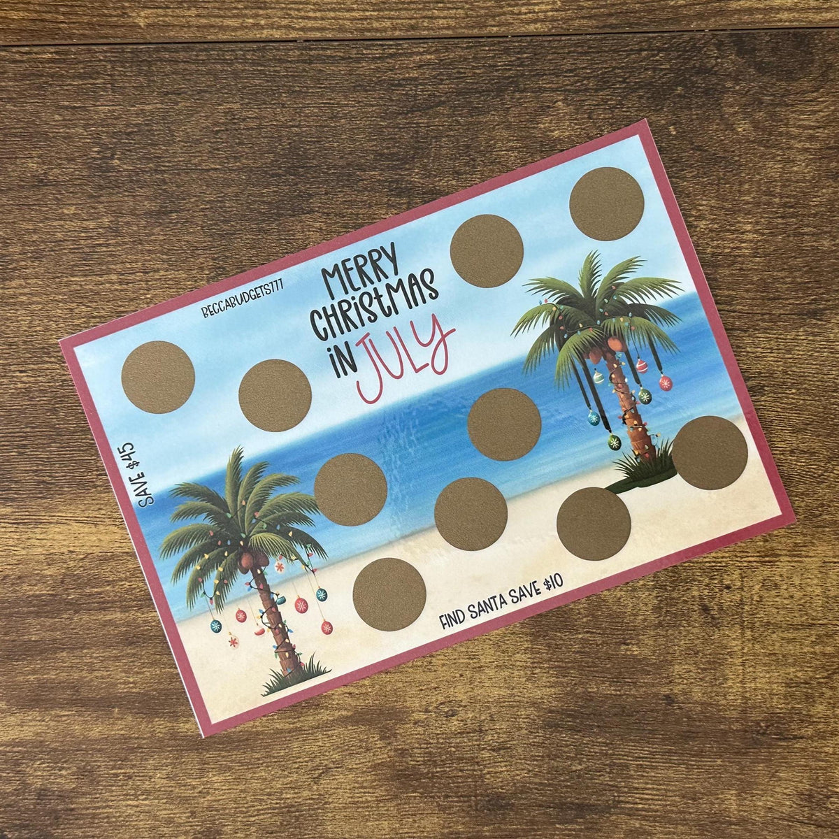 MERRY CHRISTMAS in JULY scratch off savings challenge