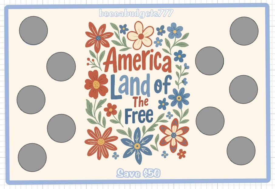 LAND of the FREE scratch off savings challenge