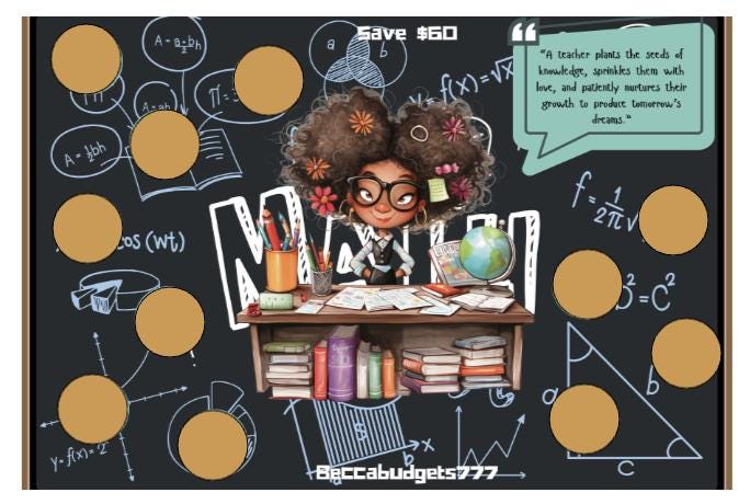 MATH TEACHER scratch off savings challenge