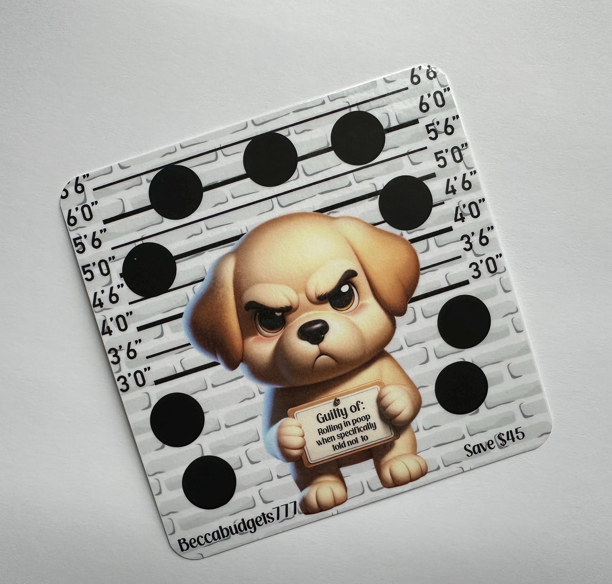 POOP CRIMINAL scratch off savings challenge