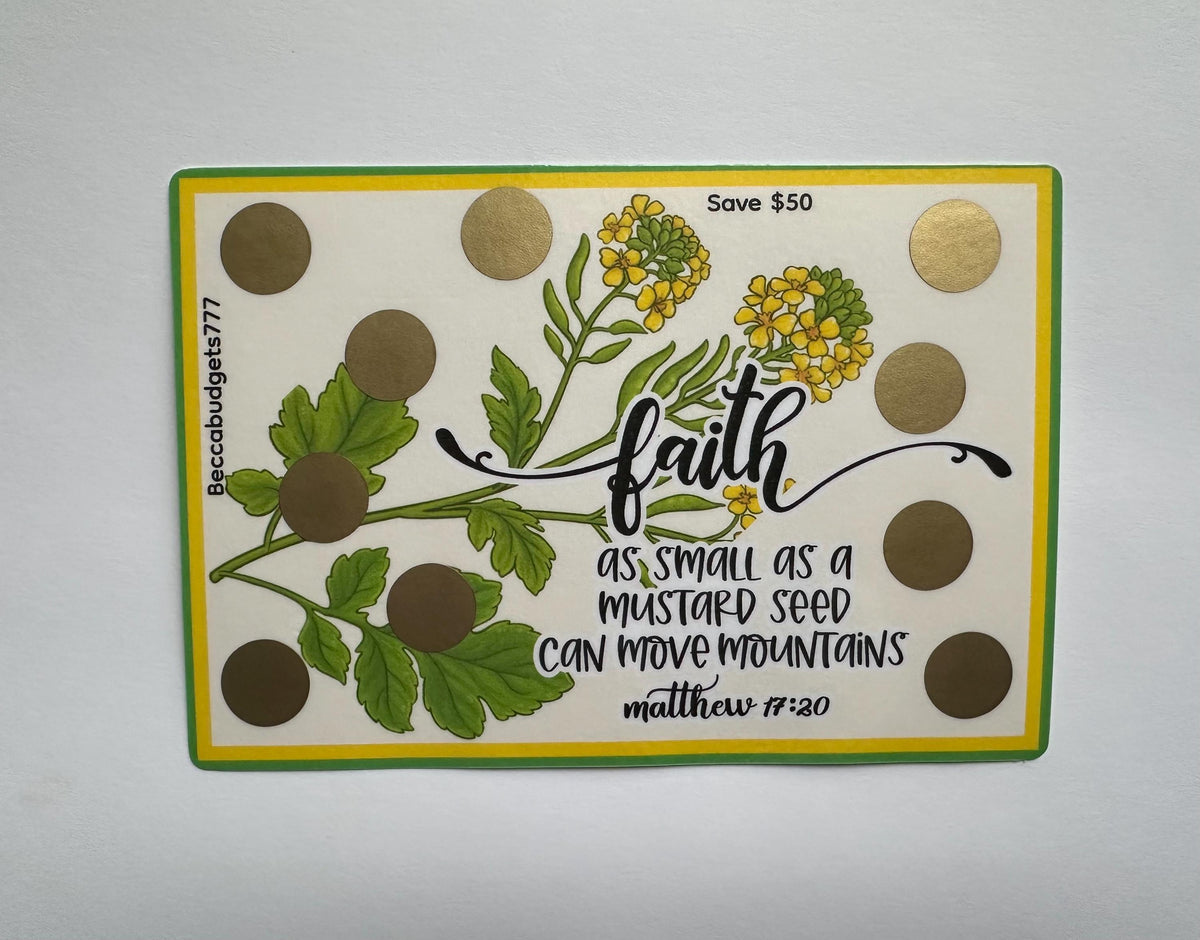 MUSTARD SEED scratch off savings challenge
